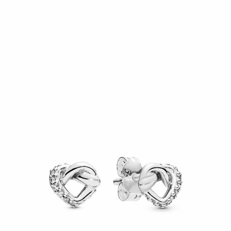 Pandora Knotted Heart Stud Earrings Outlet NZ, Sterling Silver (316805-BVP)